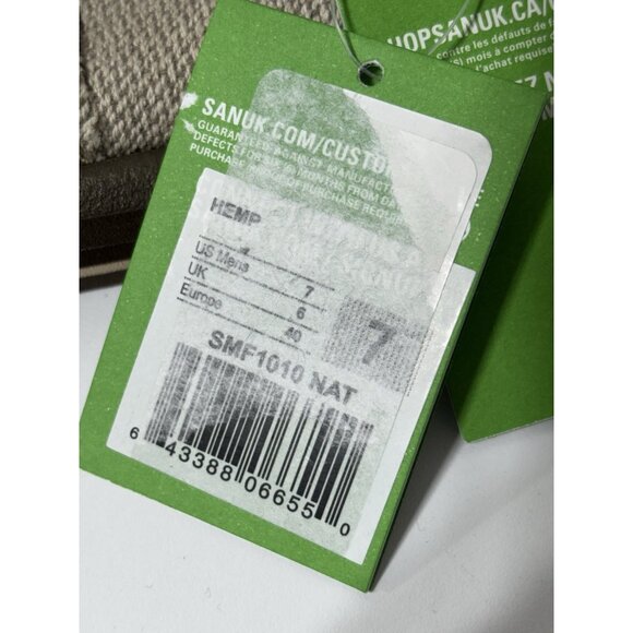 Sanuk SMF1010 Hemp Slip-On Loafer Shoes Natural Beige Men's 7 - Picture 8 of 8